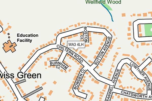 WA3 4LH map - OS OpenMap – Local (Ordnance Survey) WA3 4LH map - OS OpenMap – Local (Ordnance Survey)