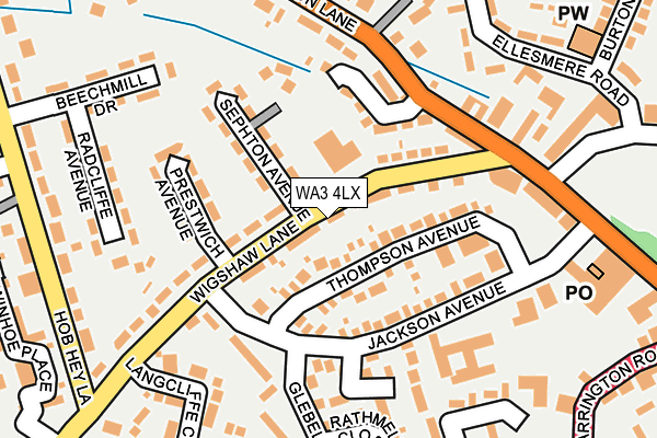 WA3 4LX map - OS OpenMap – Local (Ordnance Survey) WA3 4LX map - OS OpenMap – Local (Ordnance Survey)