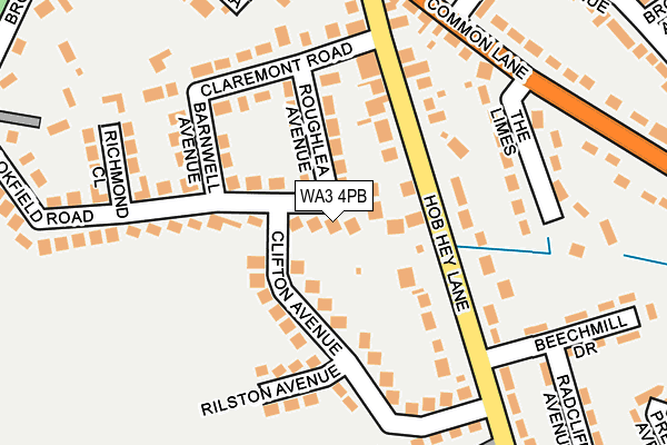 WA3 4PB map - OS OpenMap – Local (Ordnance Survey) WA3 4PB map - OS OpenMap – Local (Ordnance Survey)