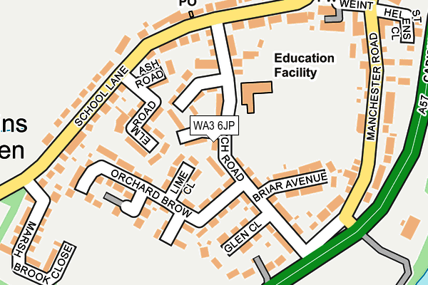 WA3 6JP map - OS OpenMap – Local (Ordnance Survey) WA3 6JP map - OS OpenMap – Local (Ordnance Survey)