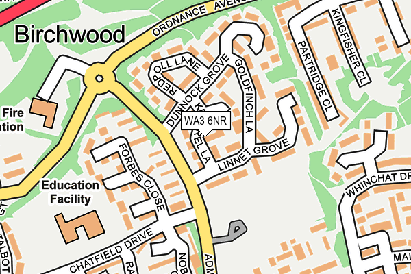 WA3 6NR map - OS OpenMap – Local (Ordnance Survey) WA3 6NR map - OS OpenMap – Local (Ordnance Survey)