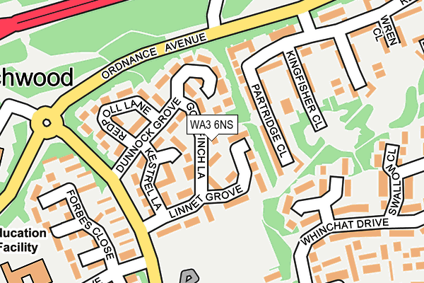 WA3 6NS map - OS OpenMap – Local (Ordnance Survey) WA3 6NS map - OS OpenMap – Local (Ordnance Survey)