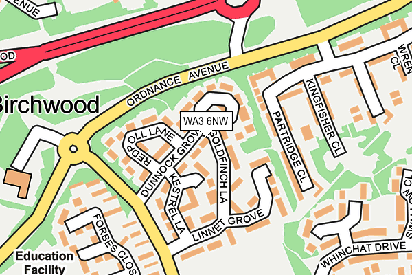 WA3 6NW map - OS OpenMap – Local (Ordnance Survey) WA3 6NW map - OS OpenMap – Local (Ordnance Survey)