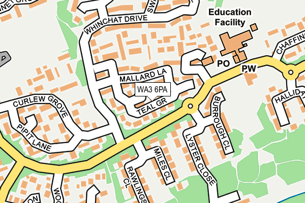 WA3 6PA map - OS OpenMap – Local (Ordnance Survey)