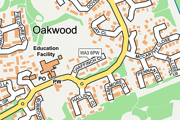 WA3 6PW map - OS OpenMap – Local (Ordnance Survey) WA3 6PW map - OS OpenMap – Local (Ordnance Survey)