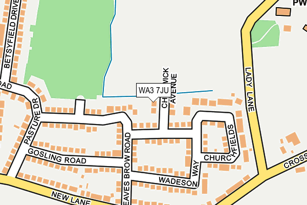 WA3 7JU map - OS OpenMap – Local (Ordnance Survey) WA3 7JU map - OS OpenMap – Local (Ordnance Survey)