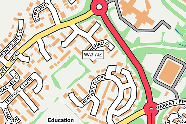 WA3 7JZ map - OS OpenMap – Local (Ordnance Survey) WA3 7JZ map - OS OpenMap – Local (Ordnance Survey)