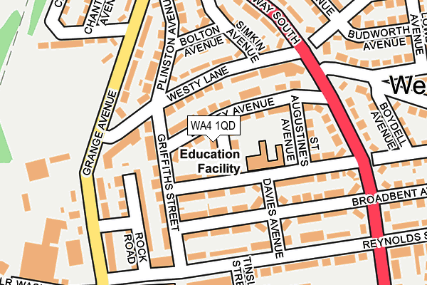 WA4 1QD map - OS OpenMap – Local (Ordnance Survey)