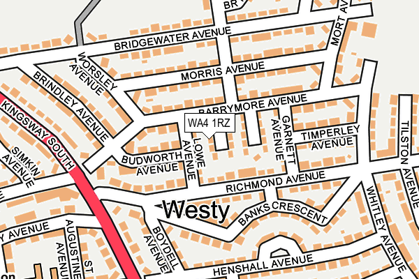 WA4 1RZ map - OS OpenMap – Local (Ordnance Survey) WA4 1RZ map - OS OpenMap – Local (Ordnance Survey)