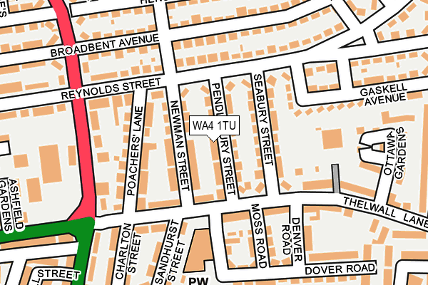 WA4 1TU map - OS OpenMap – Local (Ordnance Survey) WA4 1TU map - OS OpenMap – Local (Ordnance Survey)