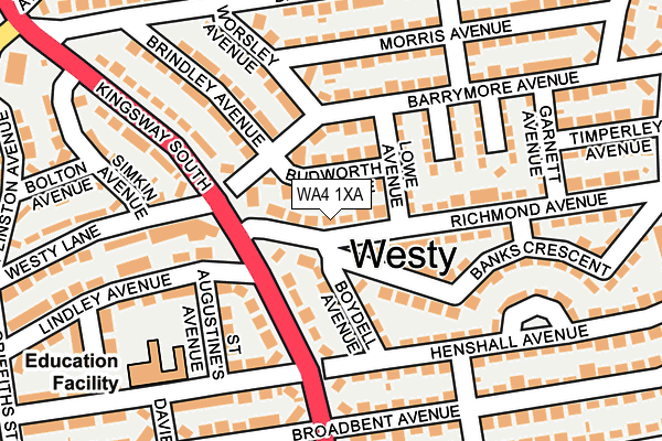 WA4 1XA map - OS OpenMap – Local (Ordnance Survey) WA4 1XA map - OS OpenMap – Local (Ordnance Survey)