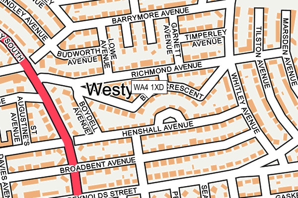 WA4 1XD map - OS OpenMap – Local (Ordnance Survey) WA4 1XD map - OS OpenMap – Local (Ordnance Survey)
