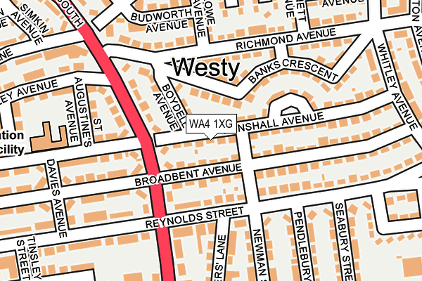 WA4 1XG map - OS OpenMap – Local (Ordnance Survey) WA4 1XG map - OS OpenMap – Local (Ordnance Survey)