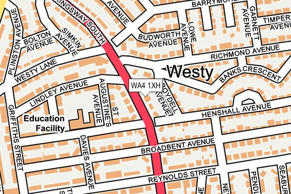 WA4 1XH map - OS OpenMap – Local (Ordnance Survey)