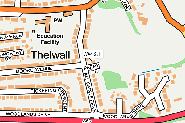 WA4 2JH map - OS OpenMap – Local (Ordnance Survey) WA4 2JH map - OS OpenMap – Local (Ordnance Survey)