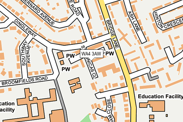 WA4 3AW map - OS OpenMap – Local (Ordnance Survey) WA4 3AW map - OS OpenMap – Local (Ordnance Survey)