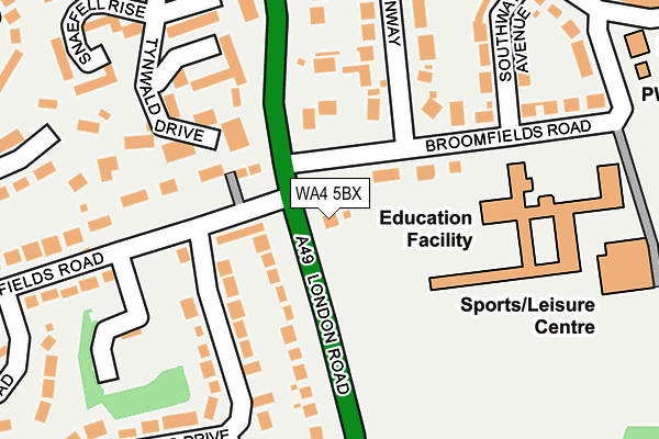 WA4 5BX map - OS OpenMap – Local (Ordnance Survey) WA4 5BX map - OS OpenMap – Local (Ordnance Survey)