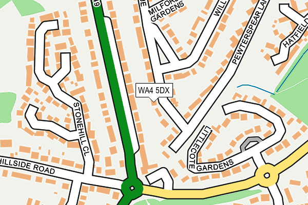 WA4 5DX map - OS OpenMap – Local (Ordnance Survey) WA4 5DX map - OS OpenMap – Local (Ordnance Survey)