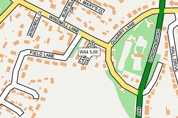 WA4 5JW map - OS OpenMap – Local (Ordnance Survey) WA4 5JW map - OS OpenMap – Local (Ordnance Survey)