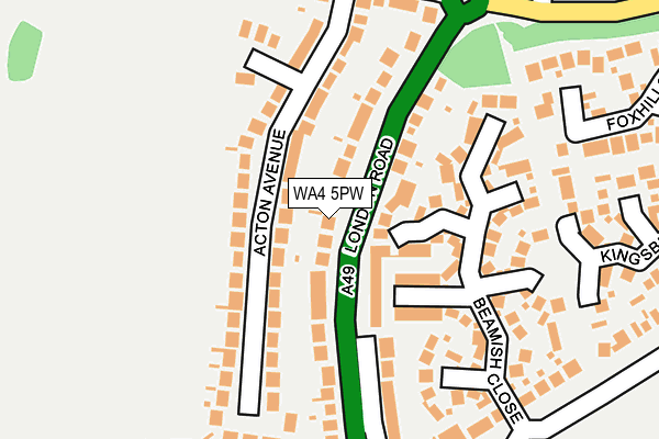 WA4 5PW map - OS OpenMap – Local (Ordnance Survey) WA4 5PW map - OS OpenMap – Local (Ordnance Survey)