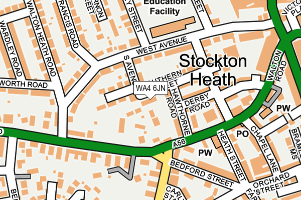 WA4 6JN map - OS OpenMap – Local (Ordnance Survey) WA4 6JN map - OS OpenMap – Local (Ordnance Survey)