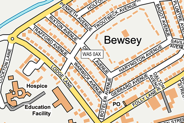 WA5 0AX map - OS OpenMap – Local (Ordnance Survey) WA5 0AX map - OS OpenMap – Local (Ordnance Survey)