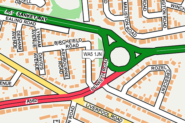 WA5 1JN map - OS OpenMap – Local (Ordnance Survey) WA5 1JN map - OS OpenMap – Local (Ordnance Survey)