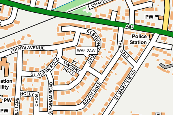 WA5 2AW map - OS OpenMap – Local (Ordnance Survey) WA5 2AW map - OS OpenMap – Local (Ordnance Survey)