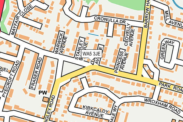 WA5 3JE map - OS OpenMap – Local (Ordnance Survey)
