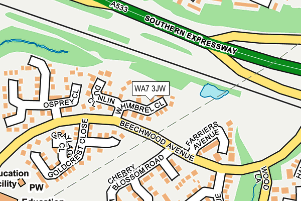 WA7 3JW map - OS OpenMap – Local (Ordnance Survey) WA7 3JW map - OS OpenMap – Local (Ordnance Survey)