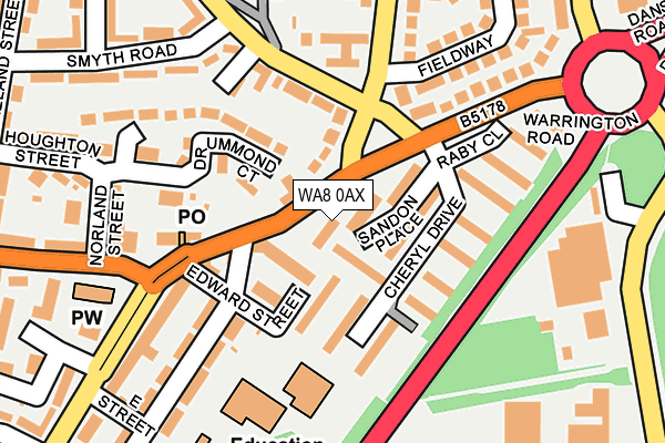 WA8 0AX map - OS OpenMap – Local (Ordnance Survey) WA8 0AX map - OS OpenMap – Local (Ordnance Survey)