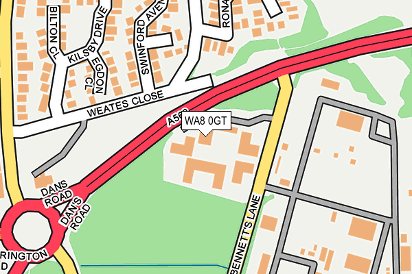 WA8 0GT map - OS OpenMap – Local (Ordnance Survey) WA8 0GT map - OS OpenMap – Local (Ordnance Survey)