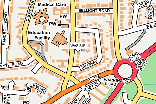 WA8 3JE map - OS OpenMap – Local (Ordnance Survey)