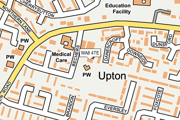 WA8 4TE map - OS OpenMap – Local (Ordnance Survey) WA8 4TE map - OS OpenMap – Local (Ordnance Survey)