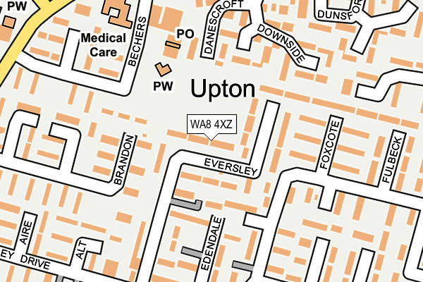 WA8 4XZ map - OS OpenMap – Local (Ordnance Survey) WA8 4XZ map - OS OpenMap – Local (Ordnance Survey)