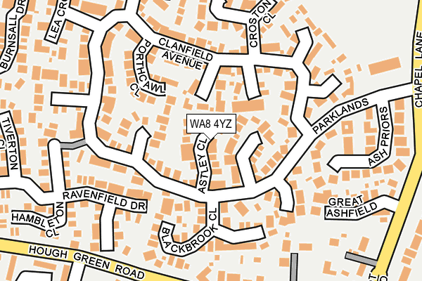 WA8 4YZ map - OS OpenMap – Local (Ordnance Survey) WA8 4YZ map - OS OpenMap – Local (Ordnance Survey)