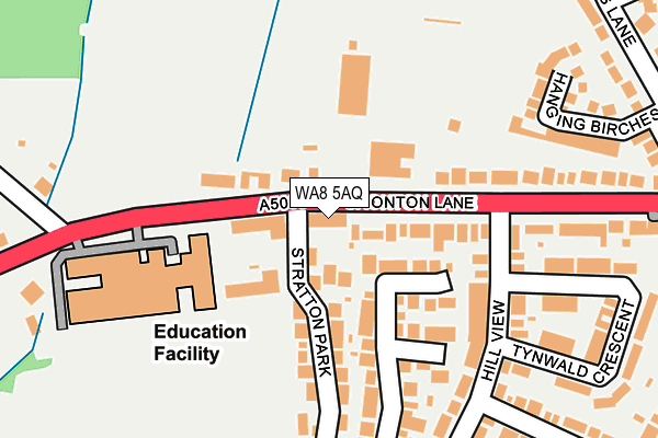 WA8 5AQ map - OS OpenMap – Local (Ordnance Survey) WA8 5AQ map - OS OpenMap – Local (Ordnance Survey)