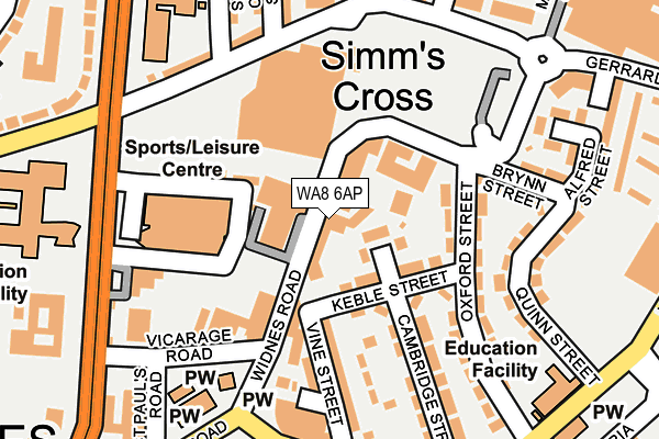 WA8 6AP map - OS OpenMap – Local (Ordnance Survey)