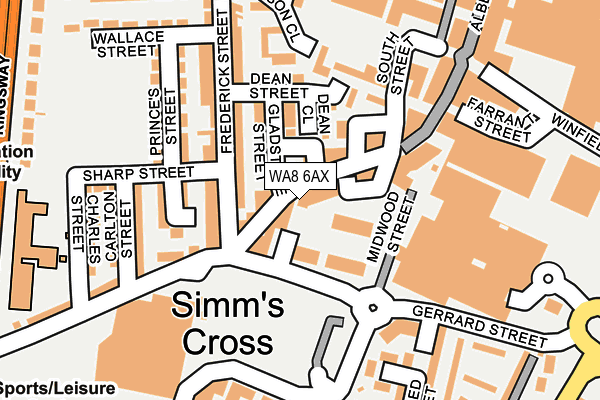 WA8 6AX map - OS OpenMap – Local (Ordnance Survey)