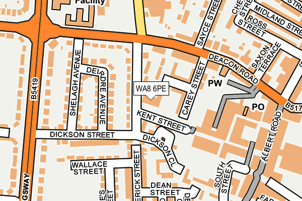 WA8 6PE map - OS OpenMap – Local (Ordnance Survey) WA8 6PE map - OS OpenMap – Local (Ordnance Survey)