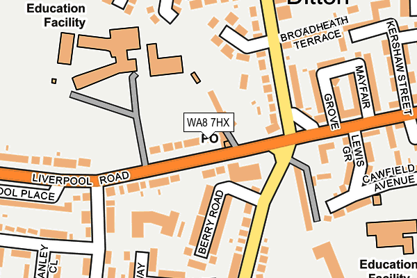 WA8 7HX map - OS OpenMap – Local (Ordnance Survey) WA8 7HX map - OS OpenMap – Local (Ordnance Survey)