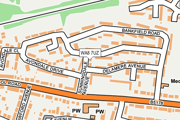 WA8 7UZ map - OS OpenMap – Local (Ordnance Survey) WA8 7UZ map - OS OpenMap – Local (Ordnance Survey)
