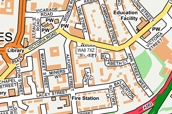 WA8 7XZ map - OS OpenMap – Local (Ordnance Survey) WA8 7XZ map - OS OpenMap – Local (Ordnance Survey)