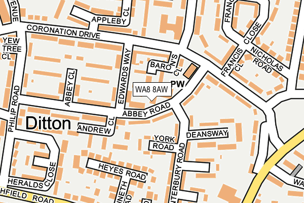 WA8 8AW map - OS OpenMap – Local (Ordnance Survey) WA8 8AW map - OS OpenMap – Local (Ordnance Survey)