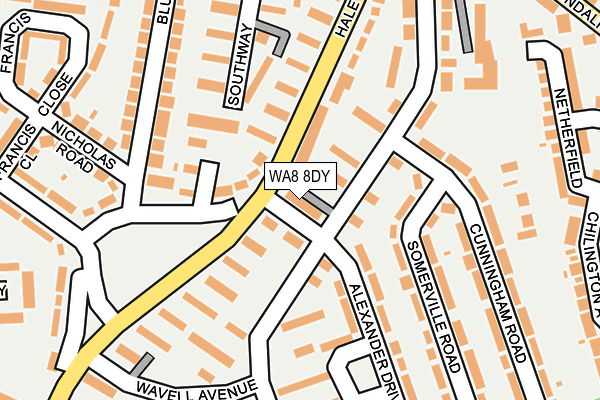 WA8 8DY map - OS OpenMap – Local (Ordnance Survey) WA8 8DY map - OS OpenMap – Local (Ordnance Survey)