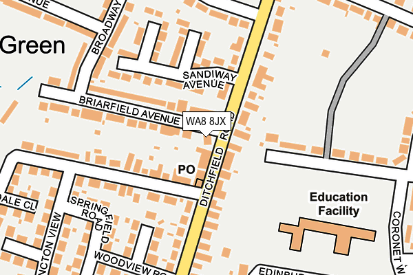 WA8 8JX map - OS OpenMap – Local (Ordnance Survey) WA8 8JX map - OS OpenMap – Local (Ordnance Survey)