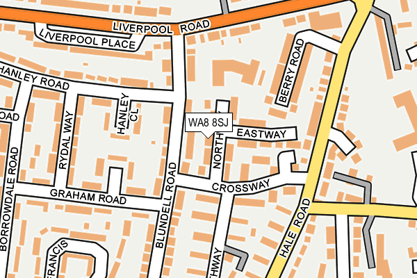 WA8 8SJ map - OS OpenMap – Local (Ordnance Survey) WA8 8SJ map - OS OpenMap – Local (Ordnance Survey)