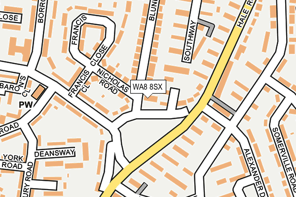 WA8 8SX map - OS OpenMap – Local (Ordnance Survey) WA8 8SX map - OS OpenMap – Local (Ordnance Survey)