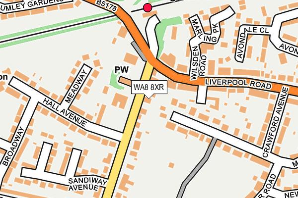 WA8 8XR map - OS OpenMap – Local (Ordnance Survey) WA8 8XR map - OS OpenMap – Local (Ordnance Survey)