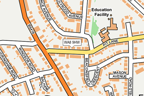 WA8 9HW map - OS OpenMap – Local (Ordnance Survey)